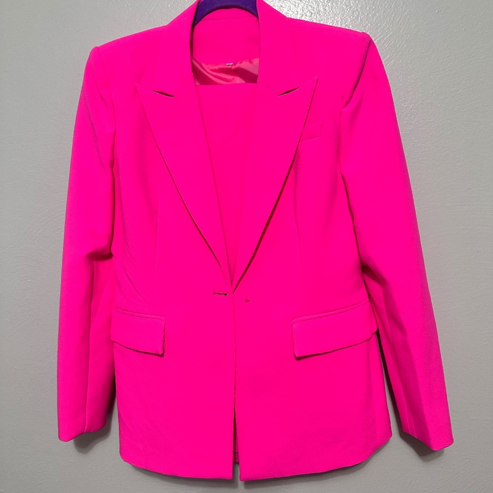 Bold Pink Power Suit | Blazer & Wide-Leg Pants | Statement Look